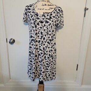 FN Studio Size Medium Short Dress White and Blue Daisy Print Spandex Material